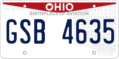 OH license plate GSB4635