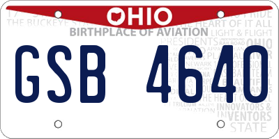 OH license plate GSB4640