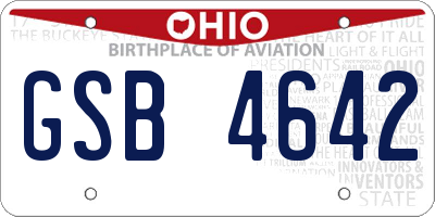 OH license plate GSB4642
