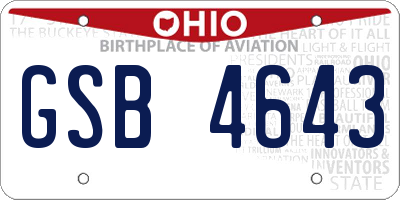 OH license plate GSB4643
