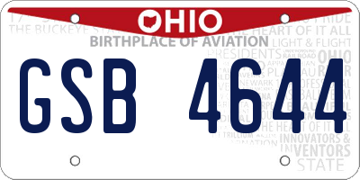 OH license plate GSB4644
