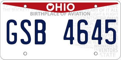 OH license plate GSB4645