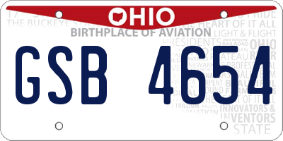 OH license plate GSB4654