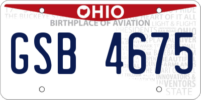 OH license plate GSB4675