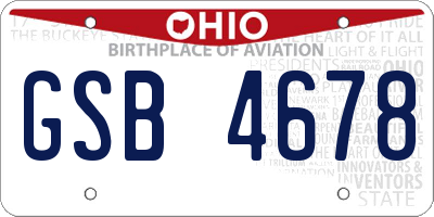 OH license plate GSB4678