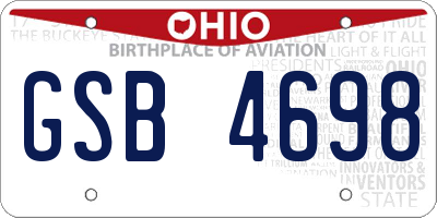 OH license plate GSB4698