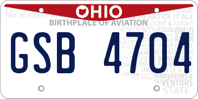 OH license plate GSB4704