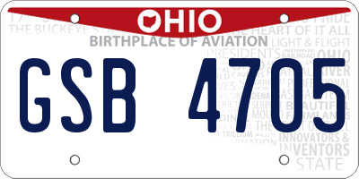 OH license plate GSB4705