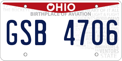 OH license plate GSB4706