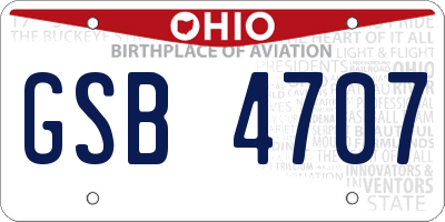 OH license plate GSB4707