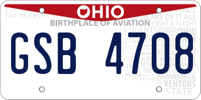 OH license plate GSB4708