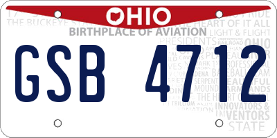 OH license plate GSB4712