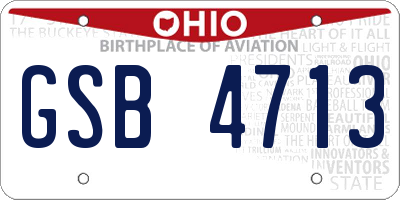 OH license plate GSB4713
