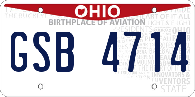OH license plate GSB4714