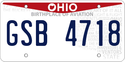 OH license plate GSB4718
