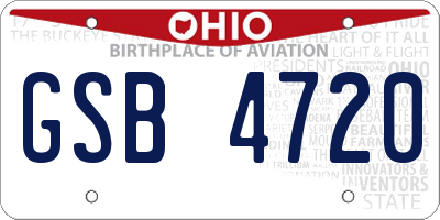 OH license plate GSB4720