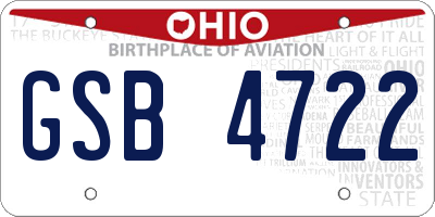 OH license plate GSB4722