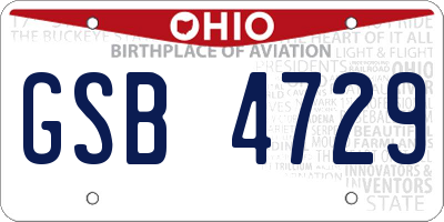 OH license plate GSB4729