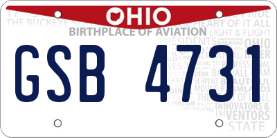 OH license plate GSB4731