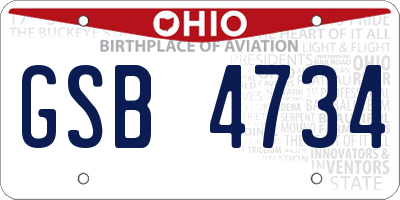 OH license plate GSB4734