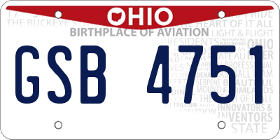 OH license plate GSB4751