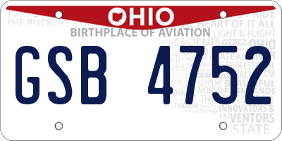 OH license plate GSB4752