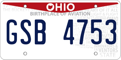 OH license plate GSB4753