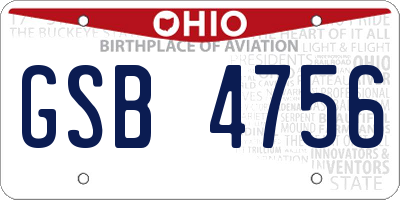 OH license plate GSB4756