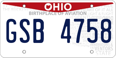 OH license plate GSB4758