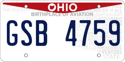 OH license plate GSB4759