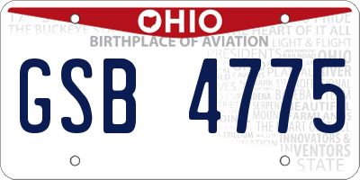 OH license plate GSB4775