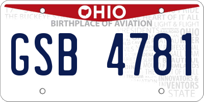 OH license plate GSB4781