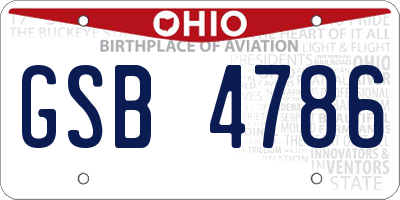 OH license plate GSB4786