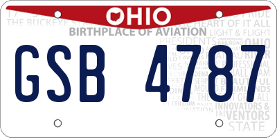 OH license plate GSB4787