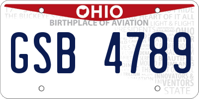 OH license plate GSB4789
