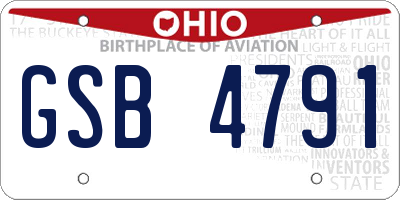 OH license plate GSB4791
