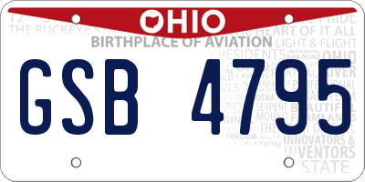 OH license plate GSB4795