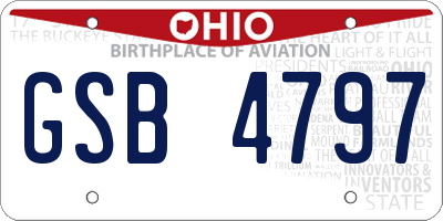 OH license plate GSB4797