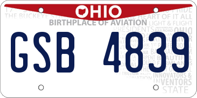 OH license plate GSB4839