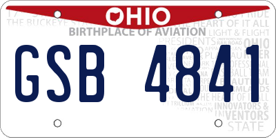 OH license plate GSB4841