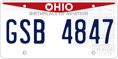 OH license plate GSB4847