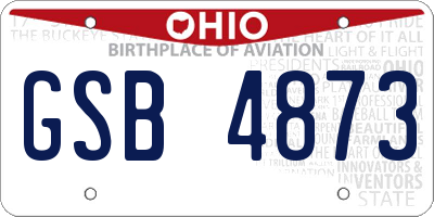 OH license plate GSB4873