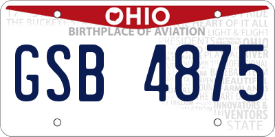 OH license plate GSB4875