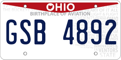 OH license plate GSB4892