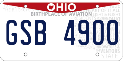 OH license plate GSB4900