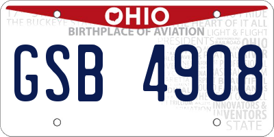 OH license plate GSB4908