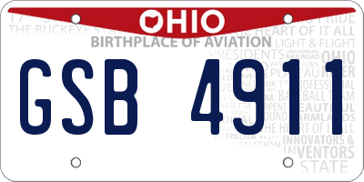 OH license plate GSB4911