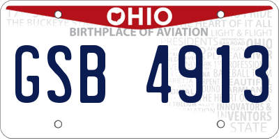 OH license plate GSB4913
