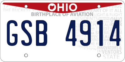 OH license plate GSB4914