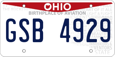 OH license plate GSB4929